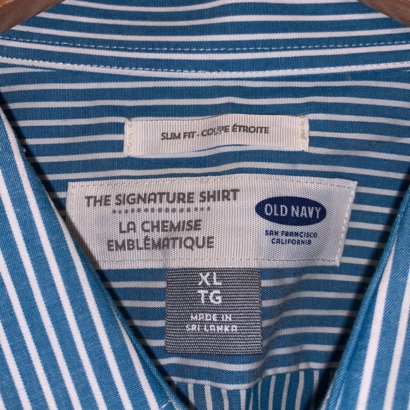 Old Navy blue striped sim fit the Signiture button Down shirt - Picture 6 of 6